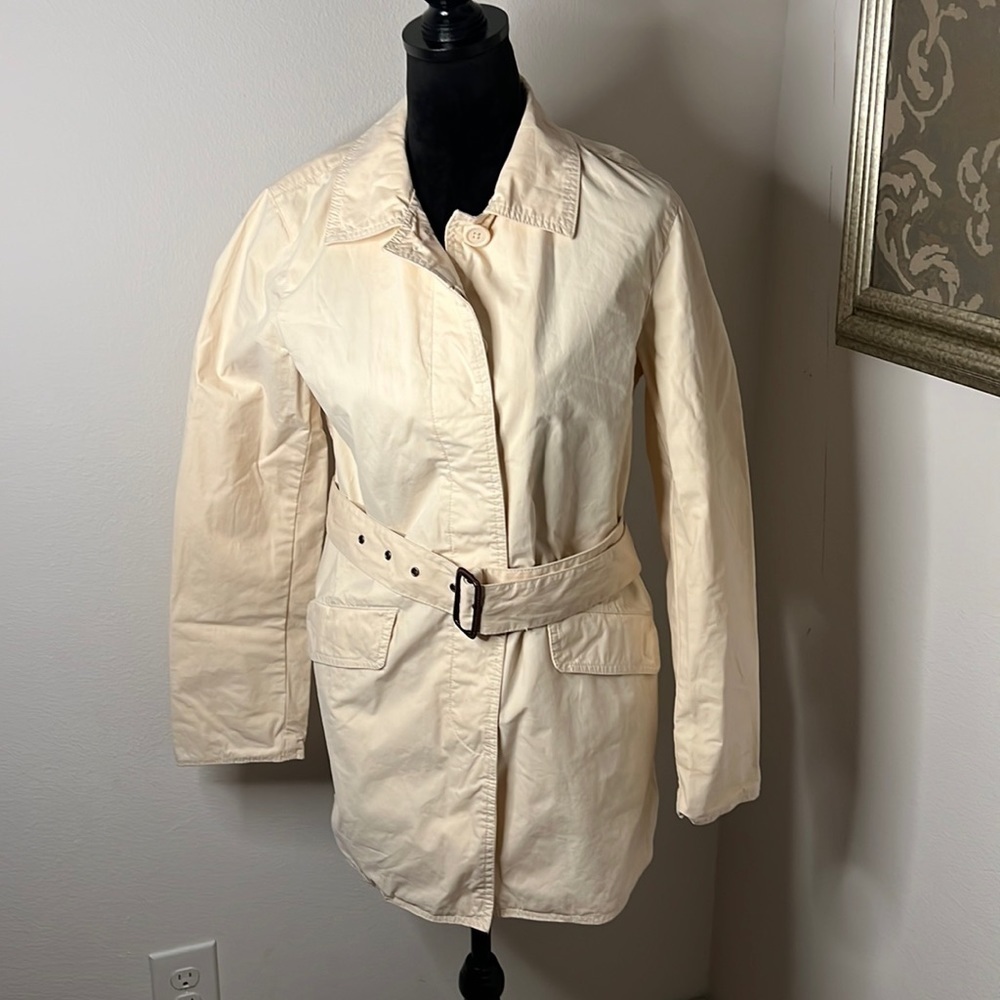 GAP cream light cotton jacket blazer belted long sleeve Sz M